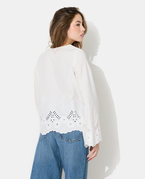 Blouse col V avec broderie anglaise ajourée - PIMKIE - 6