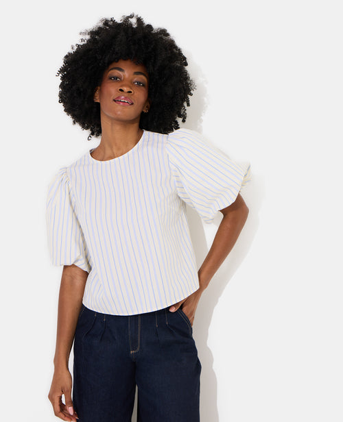 Blouse rayée manches ballons - PIMKIE - 1