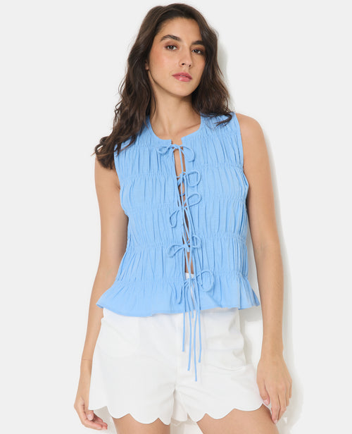 Top sans manches avec détails smocks et nouettes - PIMKIE - 1
