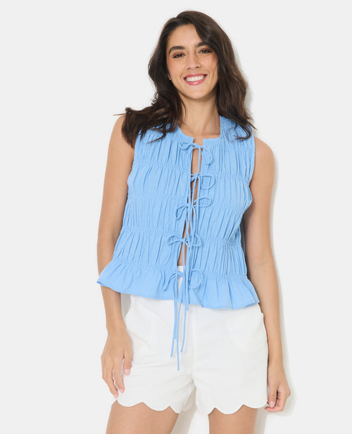 Top sans manches avec détails smocks et nouettes - PIMKIE - 5