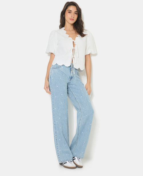 Blouse avec manches ballons avec lin - PIMKIE - 3