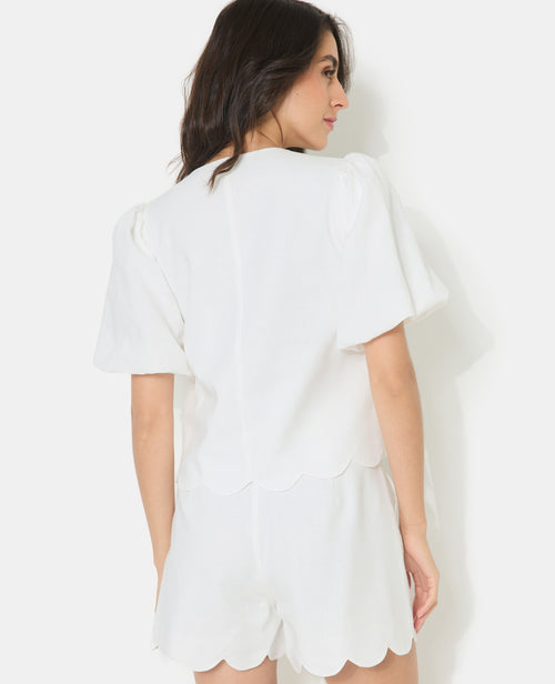 Blouse avec manches ballons avec lin - PIMKIE - 6