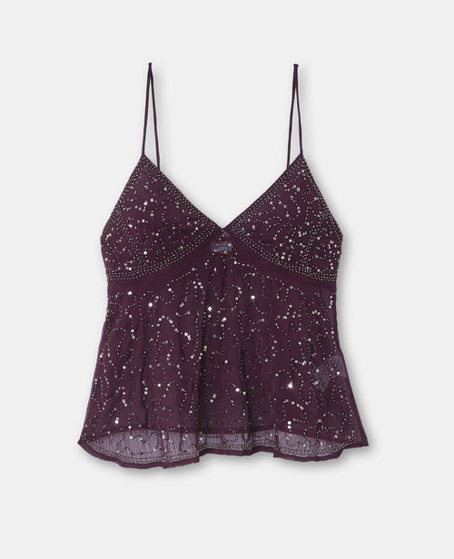 Top à bretelles en voile avec sequins et perles - PIMKIE - 4