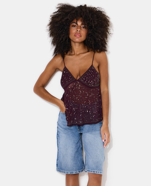 Top à bretelles en voile avec sequins et perles - PIMKIE - 5