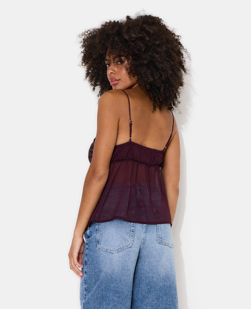 Top à bretelles en voile avec sequins et perles - PIMKIE - 6