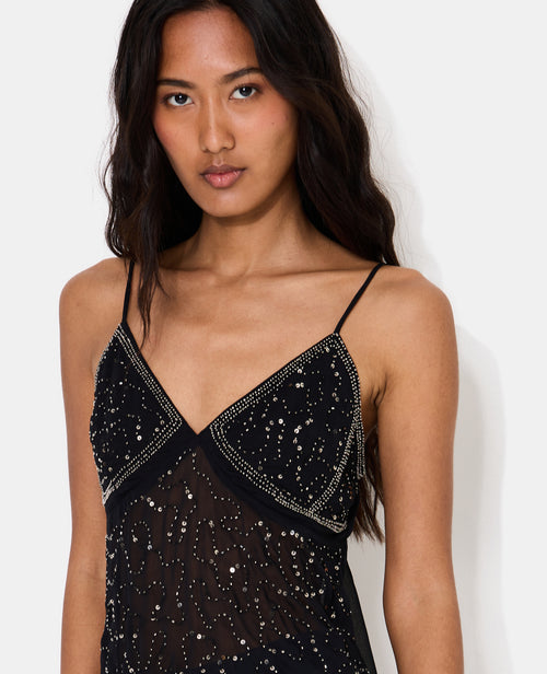 Top à bretelles en voile avec sequins et perles - PIMKIE - 2
