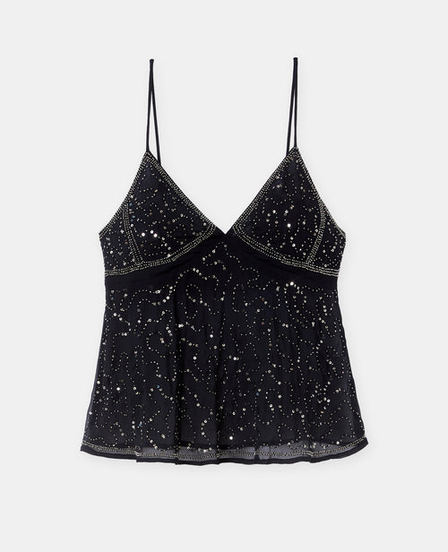 Top à bretelles en voile avec sequins et perles - PIMKIE - 4