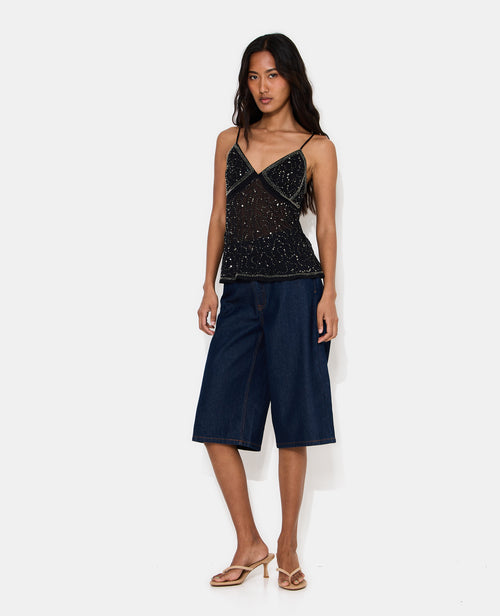 Top à bretelles en voile avec sequins et perles - PIMKIE - 5