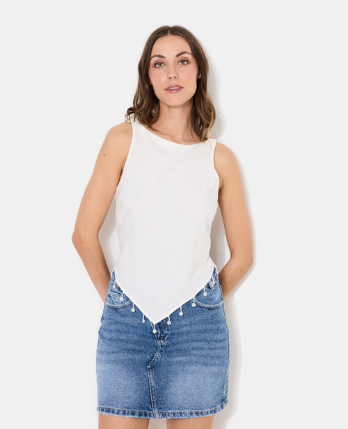 Top à bretelles avec base pointe et perles - PIMKIE - 5