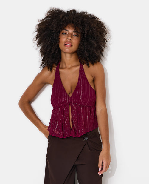 Top dos-nu en voile rayé avec lurex - PIMKIE - 1