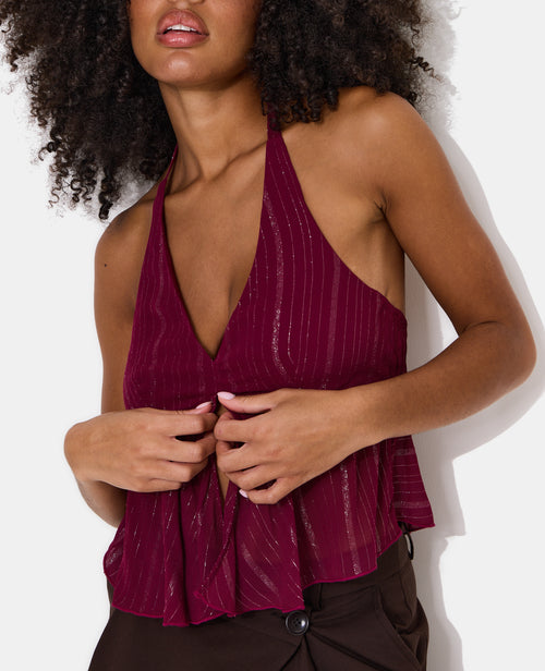 Top dos-nu en voile rayé avec lurex - PIMKIE - 2