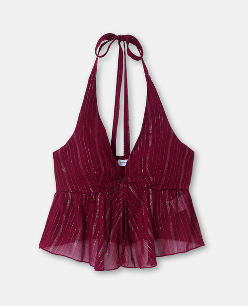 Top dos-nu en voile rayé avec lurex - PIMKIE - 4