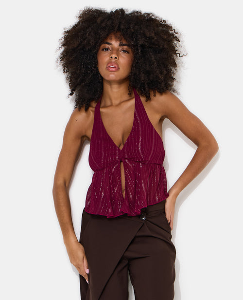 Top dos-nu en voile rayé avec lurex - PIMKIE - 5