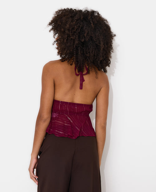 Top dos-nu en voile rayé avec lurex - PIMKIE - 6