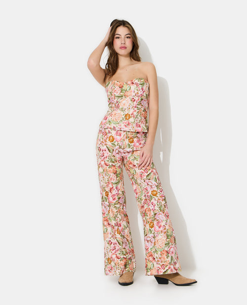 Top bustier motif fleurs façon tapisserie - PIMKIE - 3