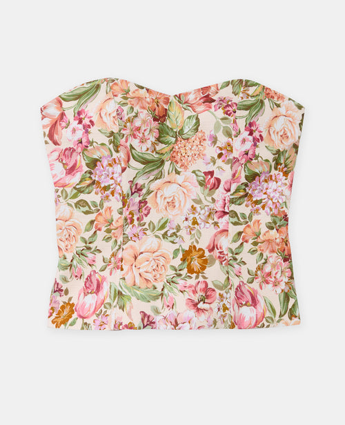 Top bustier motif fleurs façon tapisserie - PIMKIE - 4