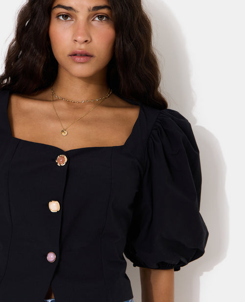 Blouse cintrée manches ballons boutons pierres - PIMKIE - 2