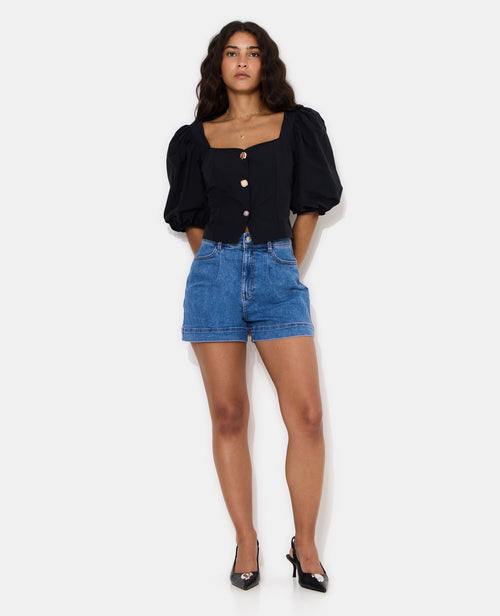 Blouse cintrée manches ballons boutons pierres - PIMKIE - 3