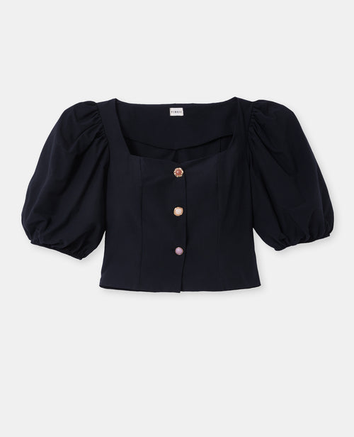 Blouse cintrée manches ballons boutons pierres - PIMKIE - 4