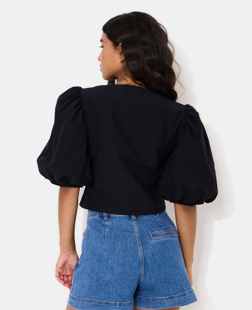 Blouse cintrée manches ballons boutons pierres - PIMKIE - 6