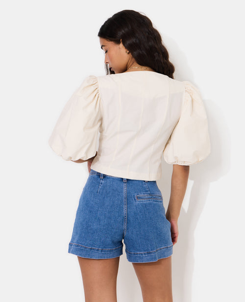 Blouse cintrée manches ballons boutons pierres - PIMKIE - 6