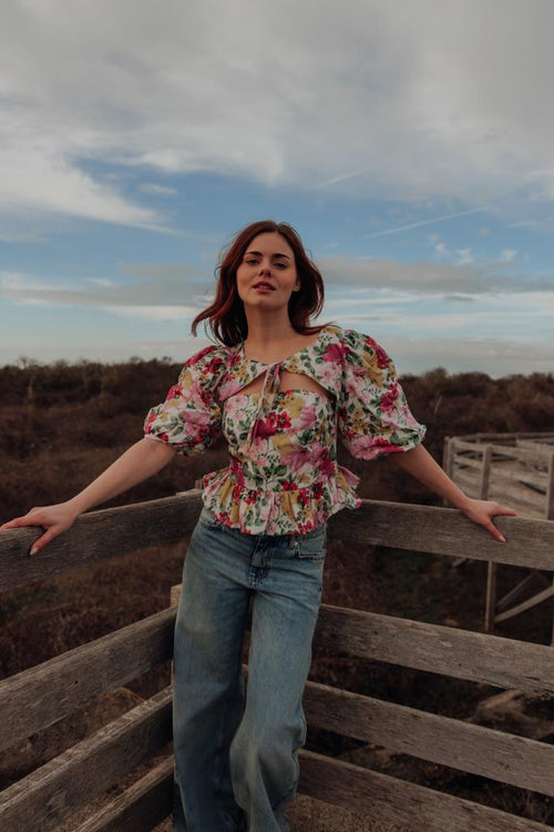 Blouse manches ballons motif fleurs - PIMKIE - 1