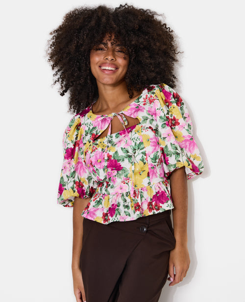 Blouse manches ballons motif fleurs - PIMKIE - 5