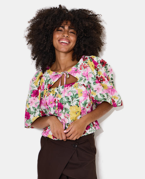 Blouse manches ballons motif fleurs - PIMKIE - 7