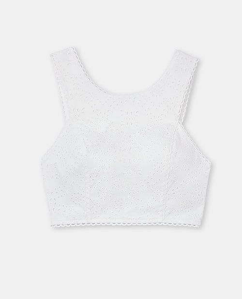 Top court en tissu ajouré façon broderie anglaise - PIMKIE - 4