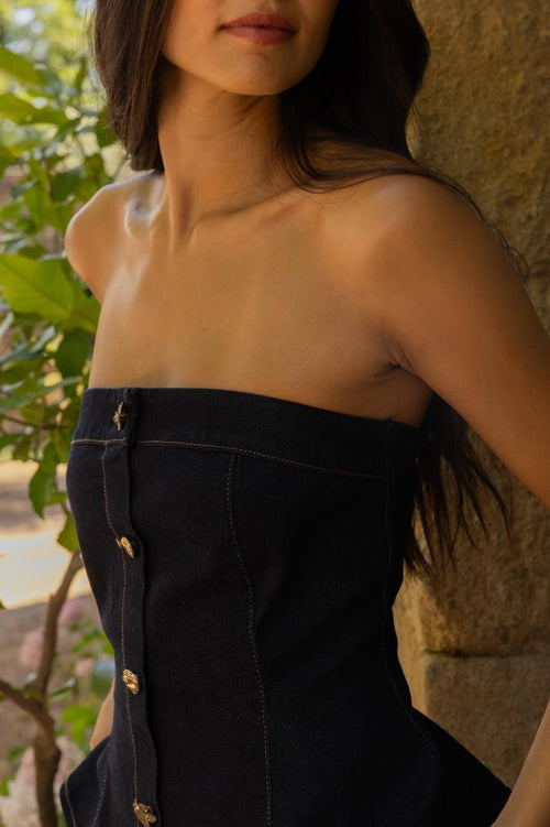 Top bustier en jean avec boutons fantaisie - PIMKIE - 2