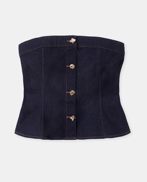 Top bustier en jean avec boutons fantaisie - PIMKIE - 4