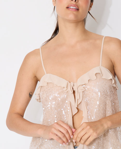 Top fines bretelles avec sequins et volants - PIMKIE - 2