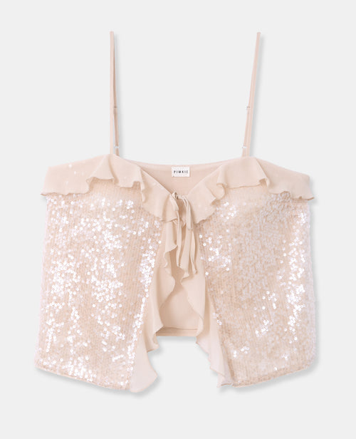 Top fines bretelles avec sequins et volants - PIMKIE - 4