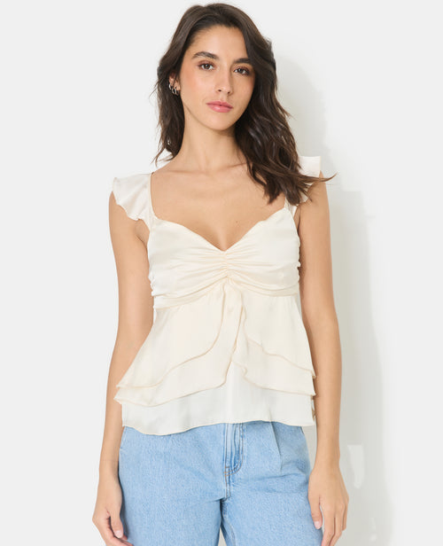 Top à bretelles en satin avec volants - PIMKIE - 5