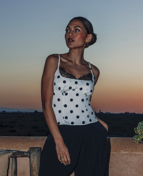 Top façon corset motif pois - PIMKIE - 1