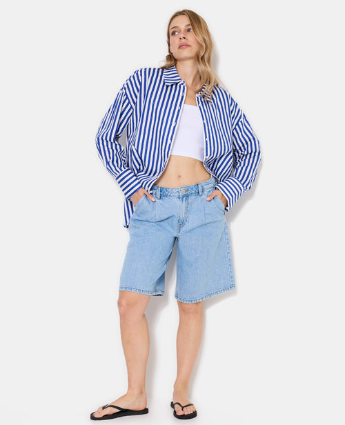 Chemise oversize rayée avec strass - PIMKIE - 5
