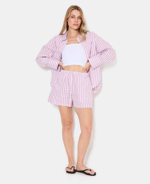 Chemise oversize rayée avec strass - PIMKIE - 3