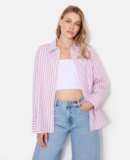 Chemise oversize rayée avec strass - PIMKIE - 5