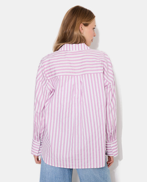 Chemise oversize rayée avec strass - PIMKIE - 6