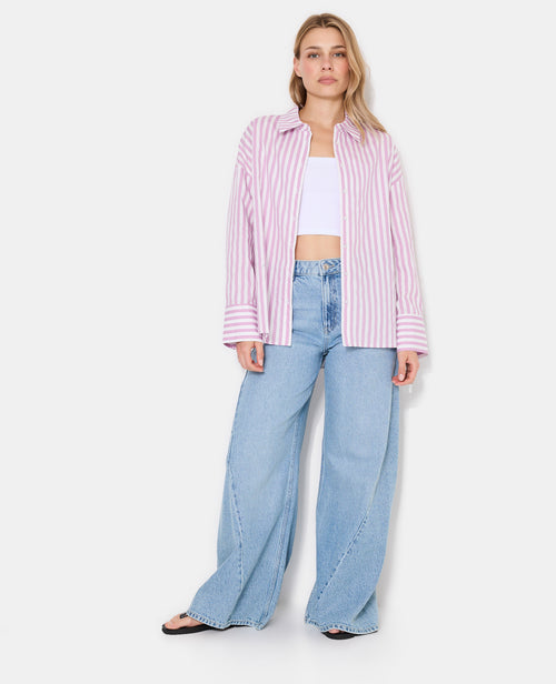 Chemise oversize rayée avec strass - PIMKIE - 7