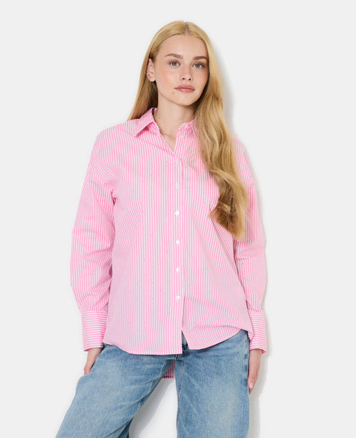 Chemise ample rayée avec strass en all over - PIMKIE - 1