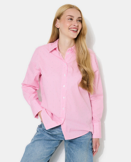 Chemise ample rayée avec strass en all over - PIMKIE - 5