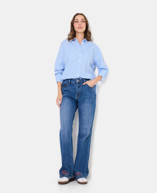 Chemise ample rayée avec strass en all over - PIMKIE - 3