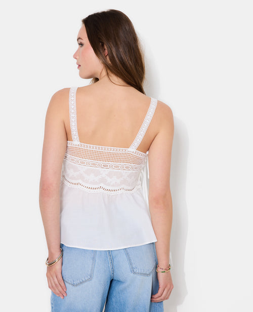Top à bretelles avec broderies, dentelle et nouettes - PIMKIE - 6
