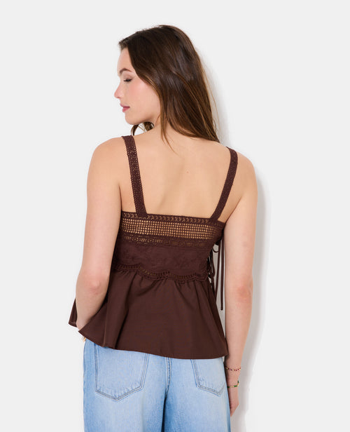 Top à bretelles avec broderies, dentelle et nouettes - PIMKIE - 6