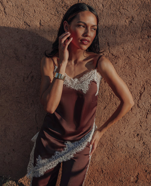 Top asymétrique satin et dentelle esprit lingerie - PIMKIE - 1