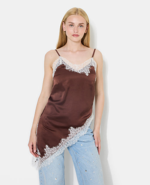 Top asymétrique satin et dentelle esprit lingerie - PIMKIE - 5