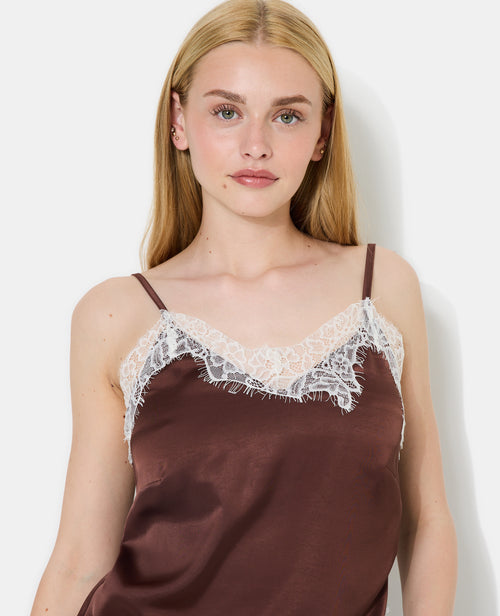 Top asymétrique satin et dentelle esprit lingerie - PIMKIE - 1