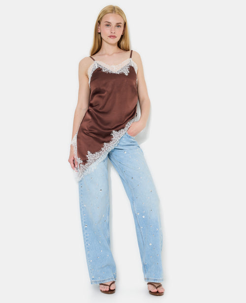 Top asymétrique satin et dentelle esprit lingerie - PIMKIE - 2