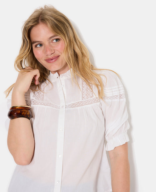Blouse avec dentelle manches courtes ballons - PIMKIE - 2